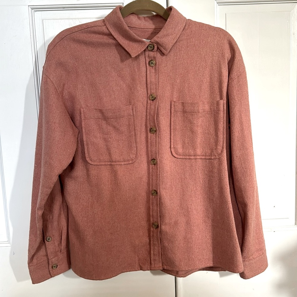 Lightly worn, Madewell flannel. Blush pink.